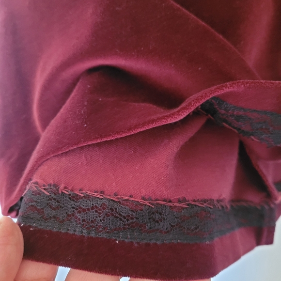VTG MJ Concepts Velvet Skirt Size 7 Burgandy Dark Academia Whimsigoth Holiday - Picture 7 of 15
